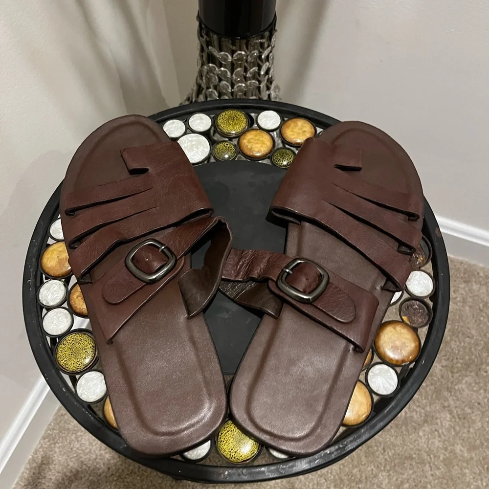Genuine Handmade Men's  Sandals Brown Size 8 - Picture 10 of 10